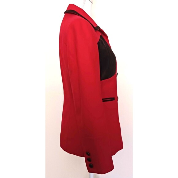 VTG Iceberg Red Wool Equestrian Blazer Brown Ultra Suede Trim  Italy 42/US 4-6 - Picture 3 of 7